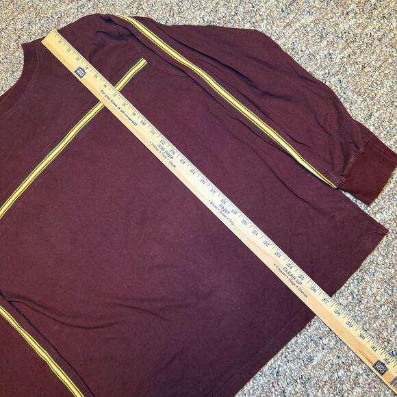 90’s Point Zero Mens Shirt Long Sleeve Large Maroon Retro Stripe - Picture 5 of 5